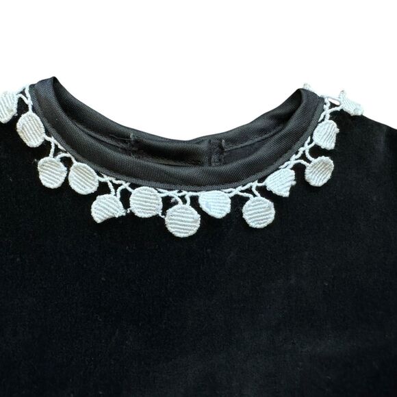 Vintage Girls Dress 4T Black Velvet w/ Tulle Skirt, Roses Red Bow Kawalla Dressy - Picture 5 of 10